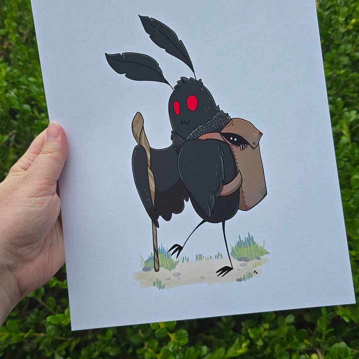 Adventure Hiking Mothman 8.5x11 Art Print for wholesale by Salt Birch