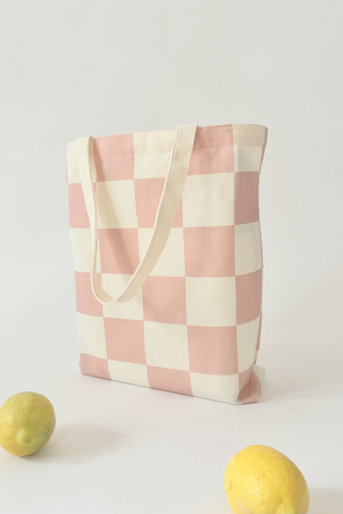 COUTONIC - Wholesale Tote Bag - Women's - Organic Cotton Seashell Pink Checker Tote 2.01