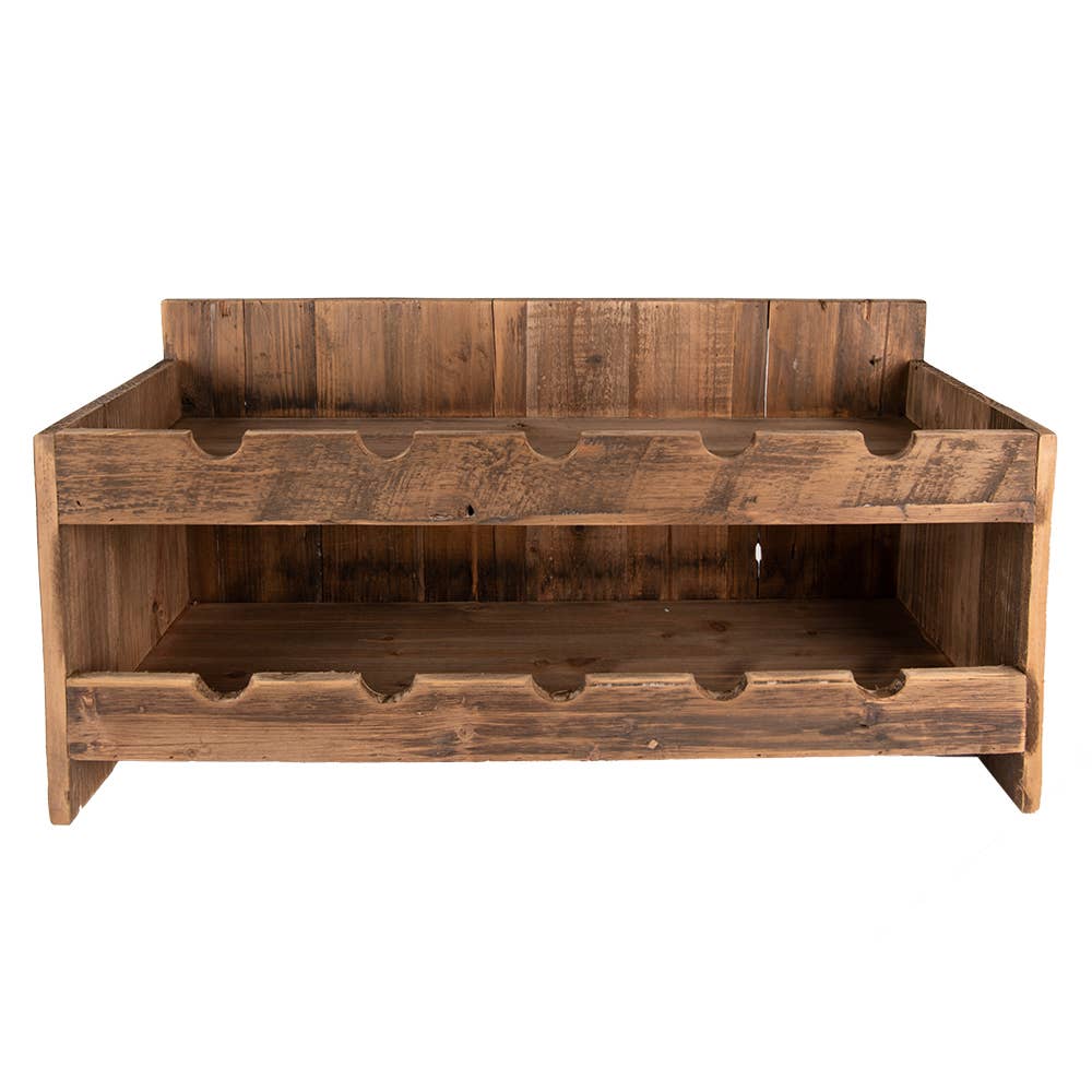 Clayre & Eef – wholesale Bottle rack/holder – 5H0637 Wine Rack 65x28x33 cm Brown Wood Rectangle Bottle0