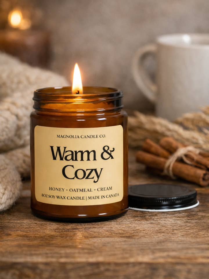 Honey + Oatmeal Cream | Warm & Cozy Soy Candle | 8oz for wholesale by Magnolia Candle Company