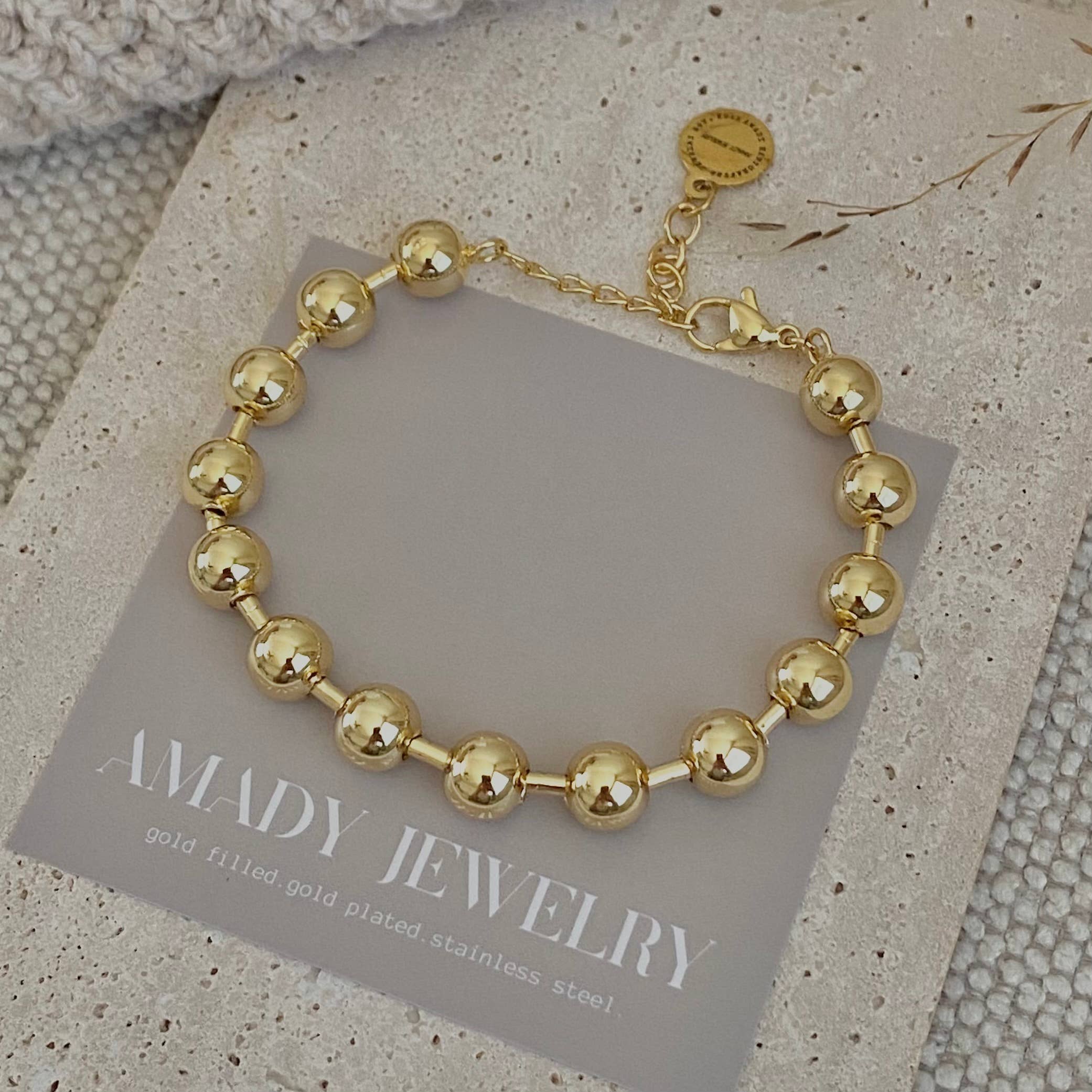 Amady Jewelry - Wholesale Link & Chain Bracelet - Military Satellite Chain Beaded Bracelet 18k Gold Filled2