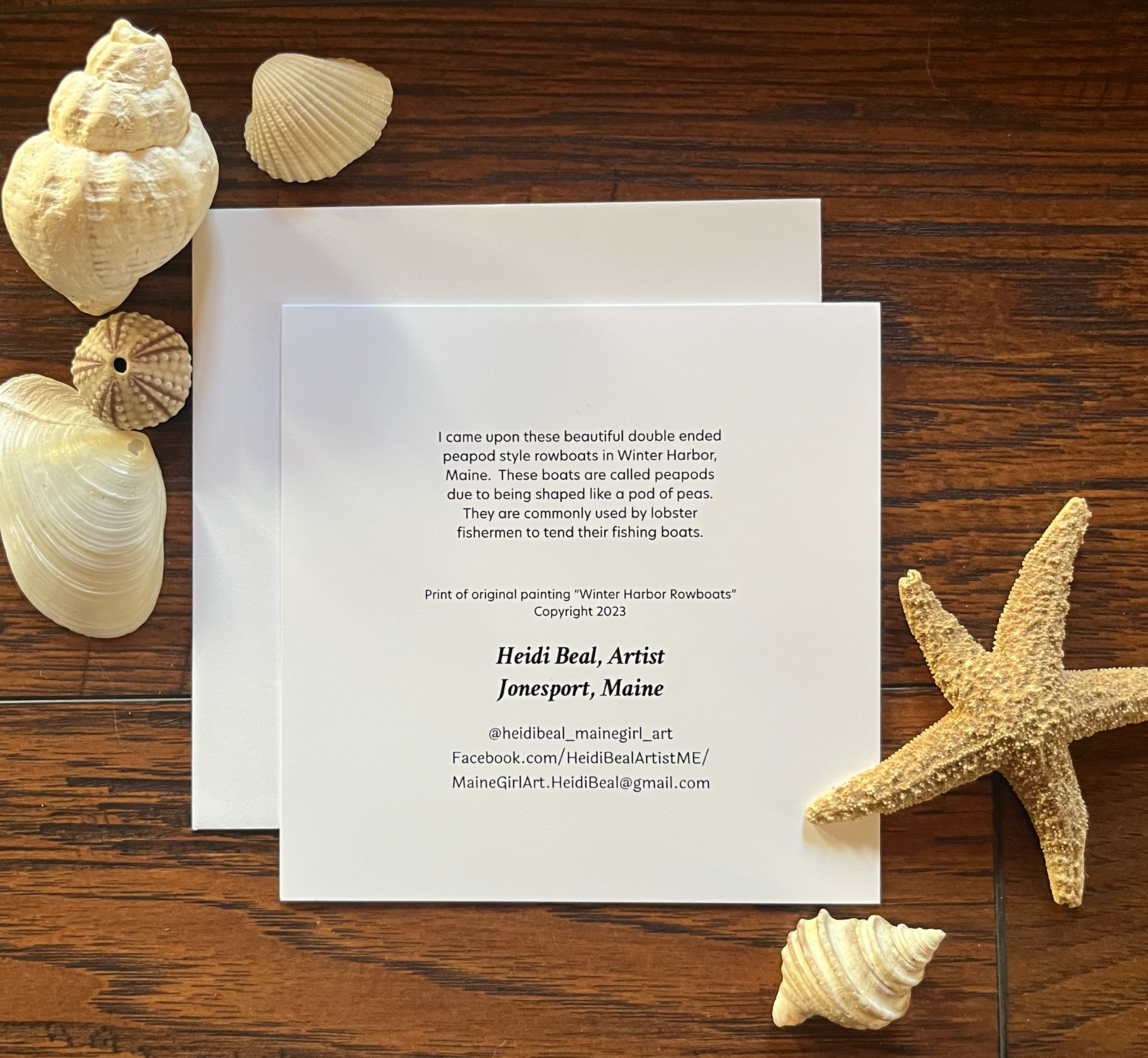 Maine Girl Art - Wholesale Everyday Greeting Card - Winter Harbor Rowboats blank greeting card Maine1