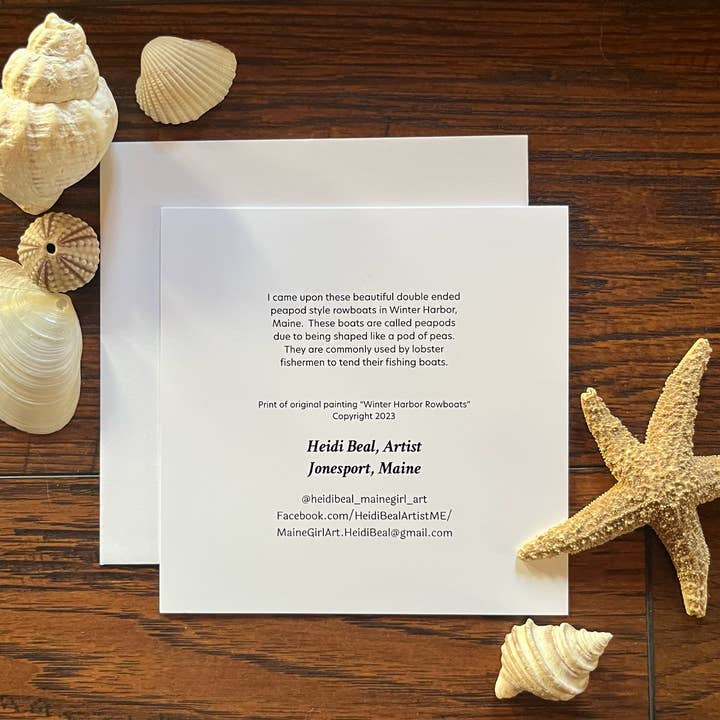 Maine Girl Art - Wholesale Everyday Greeting Card - Winter Harbor Rowboats blank greeting card Maine1