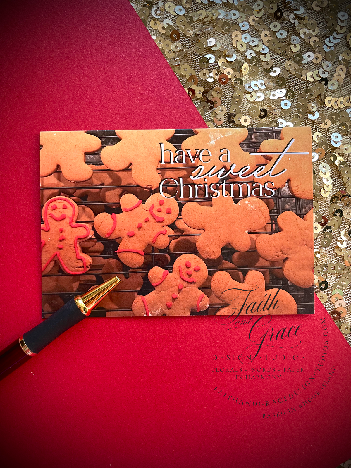 Faith and Grace Design Studios - Wholesale Christmas Card - Sweet Christmas Gingerbread Men Cookies Piccolina Christmas Card1