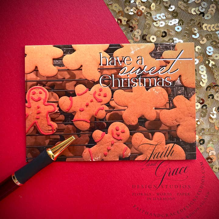 Faith and Grace Design Studios - Wholesale Christmas Card - Sweet Christmas Gingerbread Men Cookies Piccolina Christmas Card1