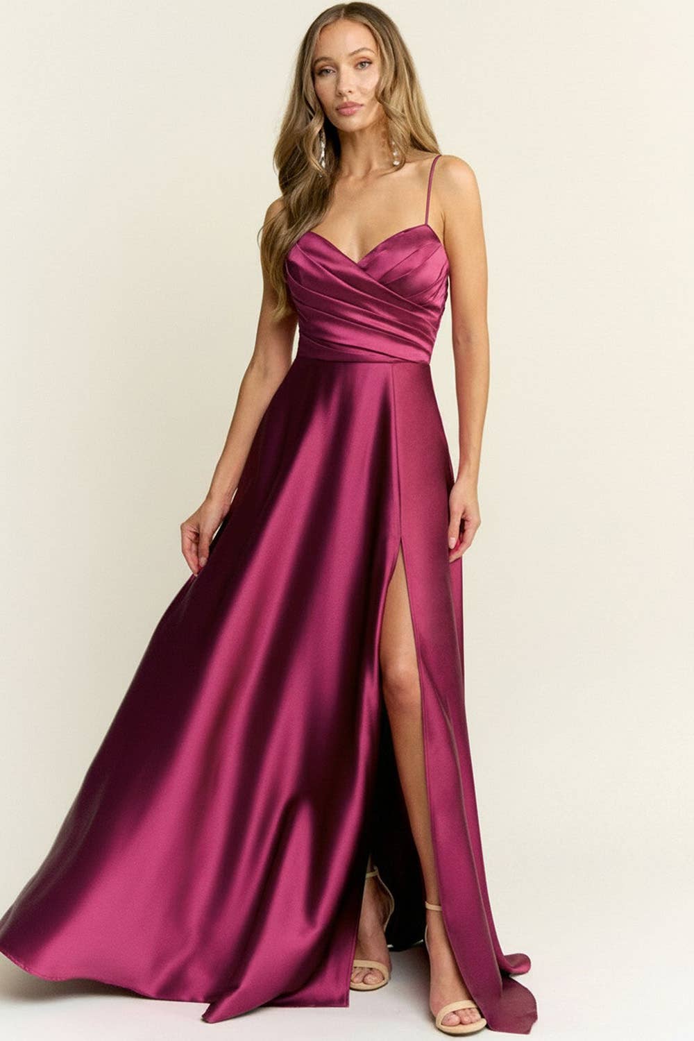 Maniju - Wholesale Gown - Women's - SWEETHEART NECKLINE SATIN MAXI DRESS0