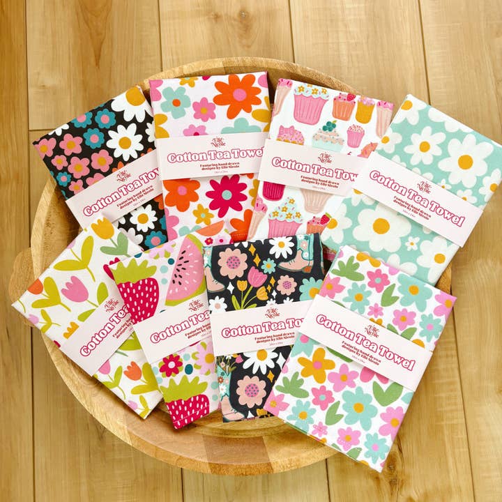 Elle Nicole - Vendita all'ingrosso Strofinacci - Strofinaccio in Cotone - Fiori Retrò *nuovo e migliorato!*3