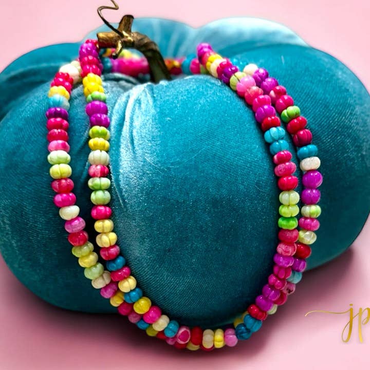 Colar Multicolorido Candy Opal Jelly Bean em pérolas em forma de abóbora por atacado de Jenny Patrick Designs ™