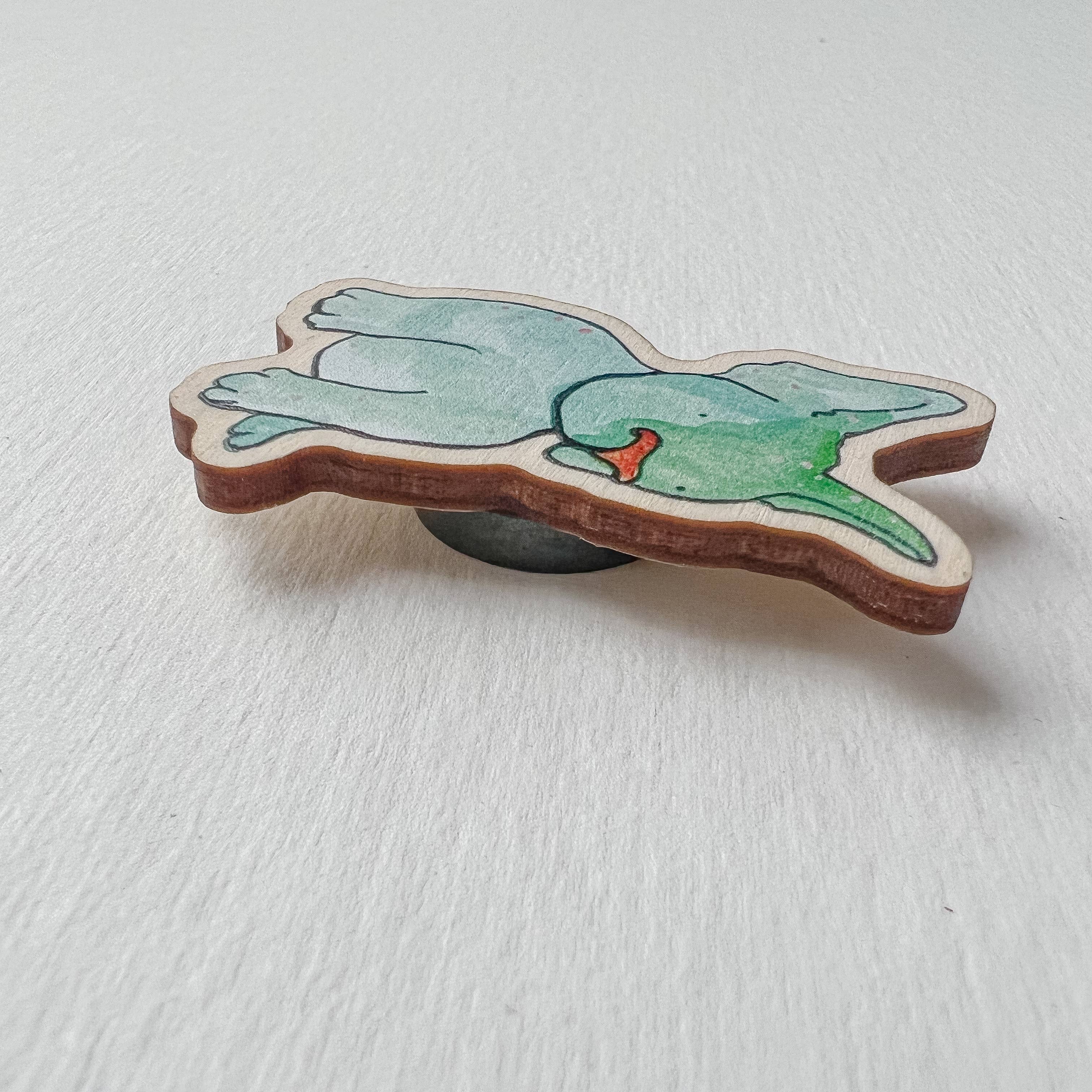 Hudson Illustration Co - About Town Co - Wholesale Lapel Pin/Button - French Bulldog Wooden Pin or Magnet - Sustainable Eco4