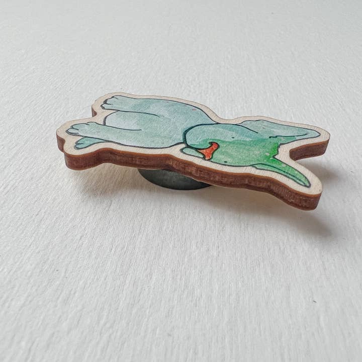 Hudson Illustration Co - About Town Co - Wholesale Lapel Pin/Button - French Bulldog Wooden Pin or Magnet - Sustainable Eco4