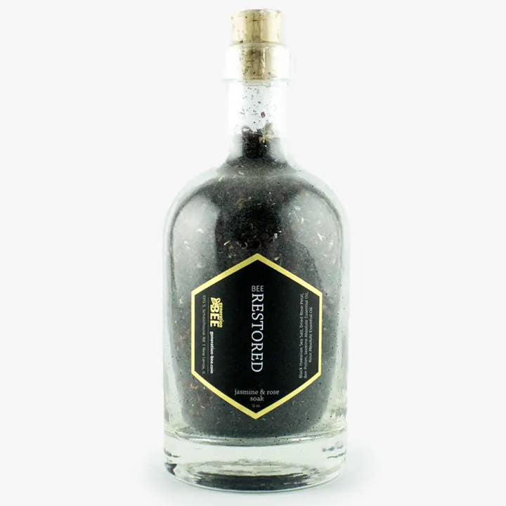 Pre-Mixed Soaking Bath Salts - Bee Restored - 12oz Glass Jar for wholesale by Generation Bee