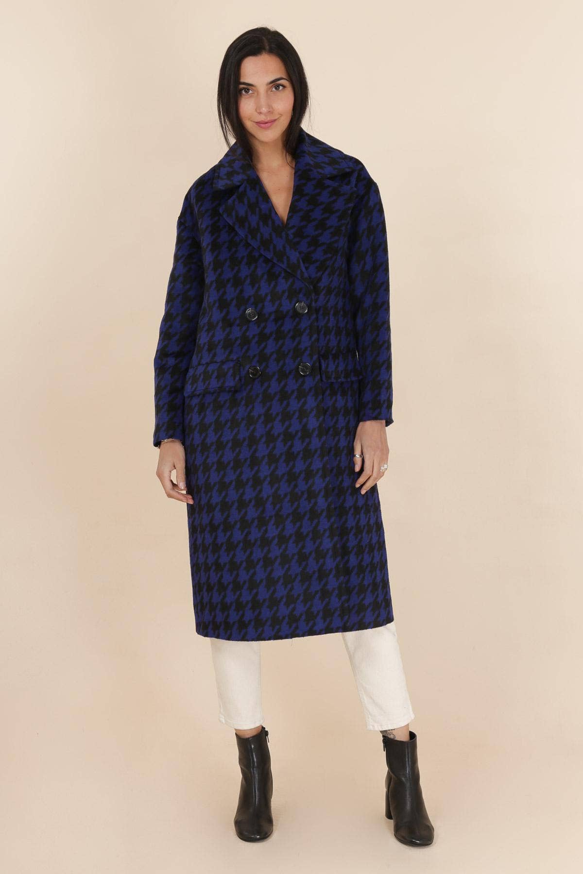 Attentif Paris – Engroshandel Frakke - Dame – Oversized frakke med hundetandsmønster og knapper8