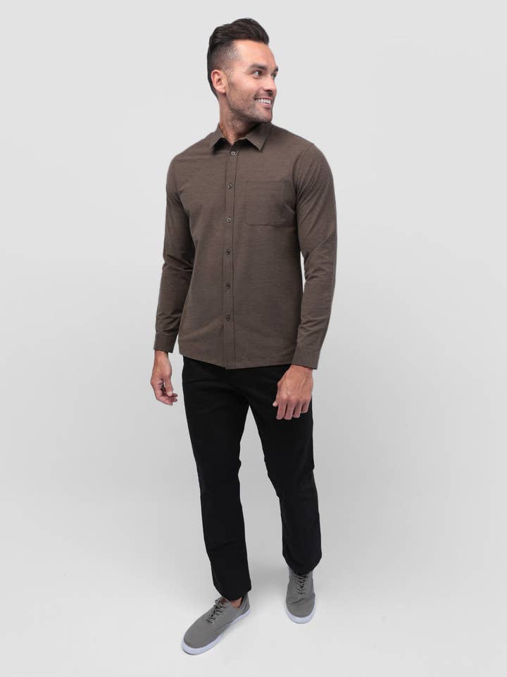 INTO THE AM - Vente Chemise à col boutonné – homme - Chemise boutonnée à manches longues pour hommes18