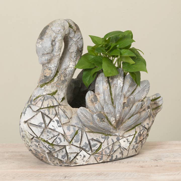 Discount 19.3"L Magnesium Swan Planter for wholesale by The Gerson Companies