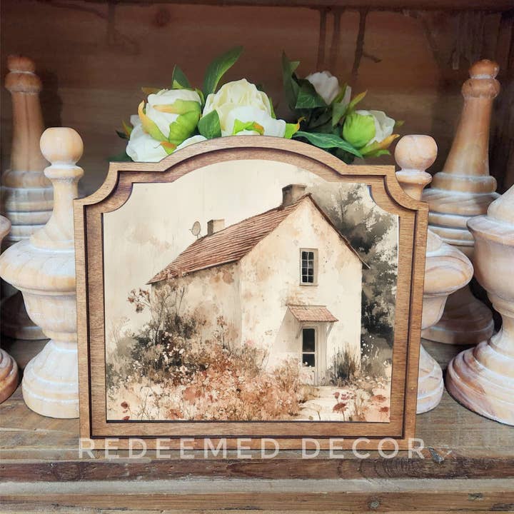 Redeemed Decor - Wholesale Decorative Tabletop Object - Provincial Muted Cottage Framed Art