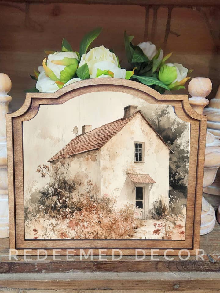 Arte enmarcado de cabaña provincial apagada para venta al por mayor de Redeemed Decor