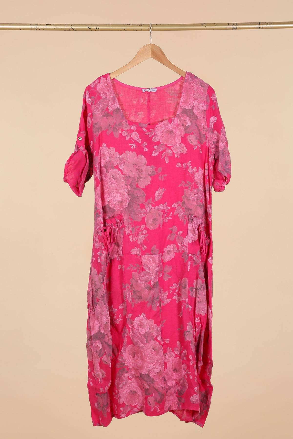 la maison des fibres naturelles – Großhandel Kleid – Damen – Leinenkleid mit floralem Muster, 100 % Leinen, Modell 6796732