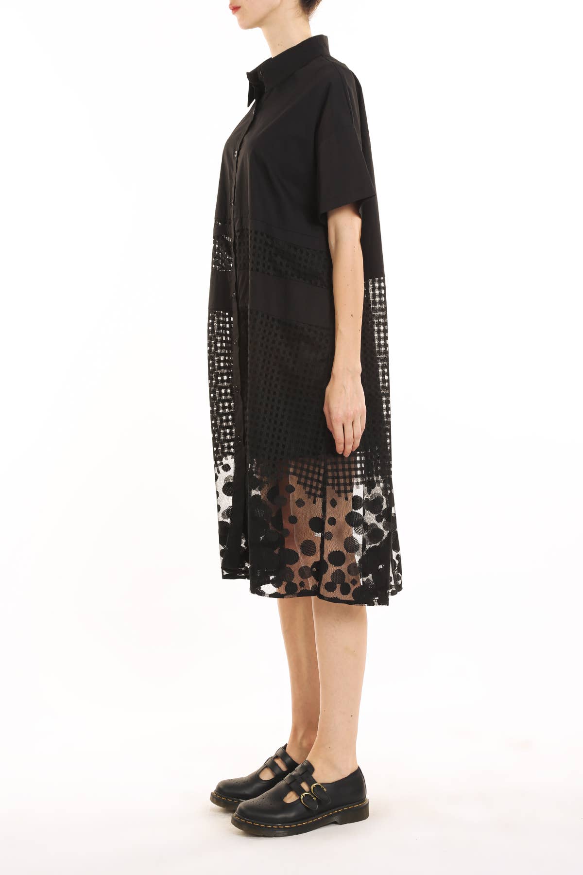 Beulah Style – wholesale Klänning - Dam – Polka Dot Mesh Fall & Nätkombo Midiklänning PE30022