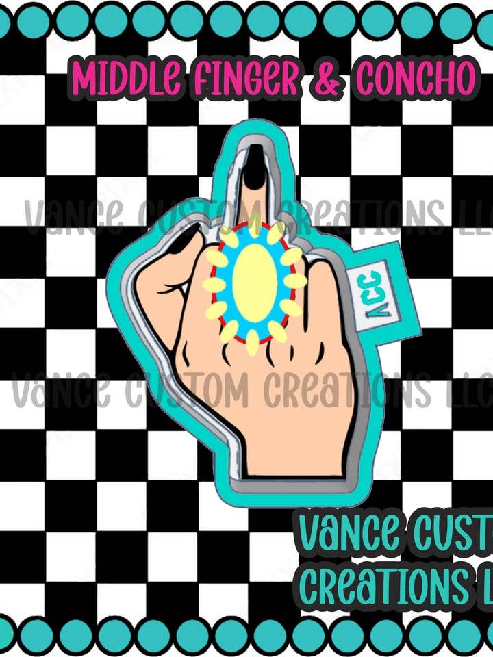 Middle Finger with Concho Freshie Mold for wholesale by Vance Custom Creations