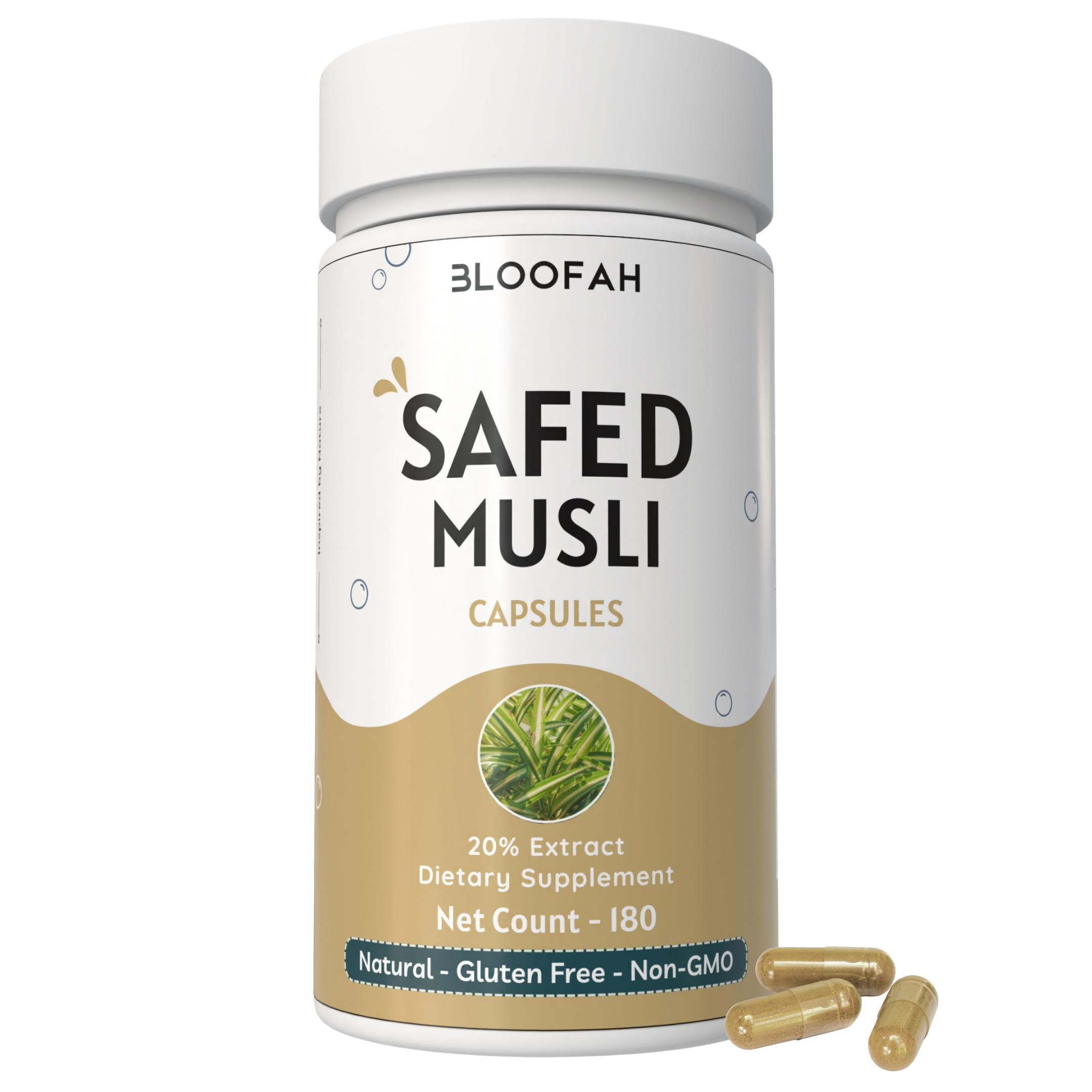 Bloofah – Engroshandel Kosttilskud og vitaminer – Safed Musli Kapsler – 500mg | 20% Ekstrakt, Naturlig, Ikke-GMO0