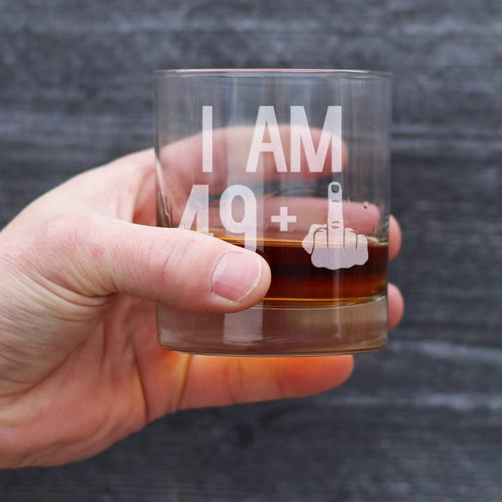 bevvee - Wholesale Cocktail/Liquor Glass - 50th Birthday Gifts - 49 Middle Finger Whiskey Rocks Glass