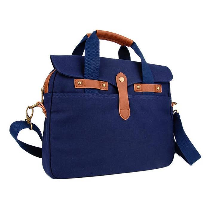 Aktetas - Gewassen Navy canvas voor wholesale door Bellemonde