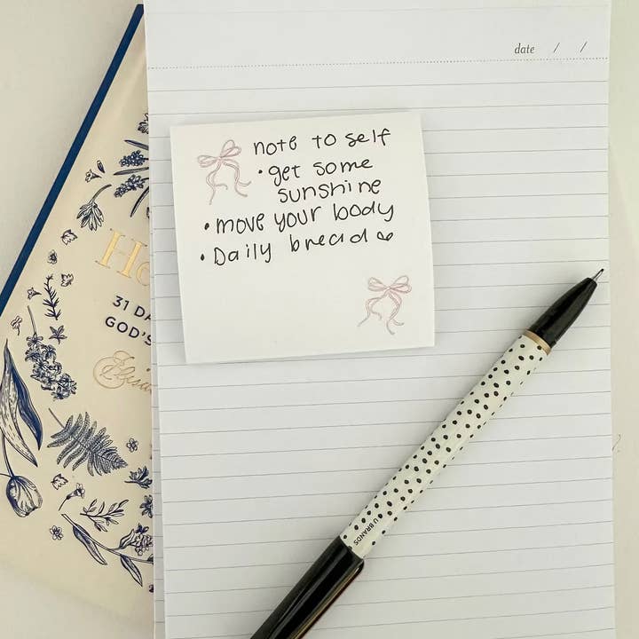 Grow in Grace – wholesale Sticky notes – Pink Bow Coquette sticky note, Christian stationary3