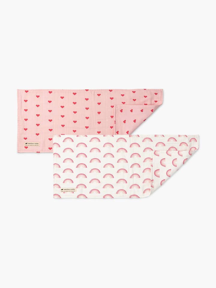 2er-Pack Musselin-Baby-Spucktücher_Rosa für den Großhandel von Monica + Andy