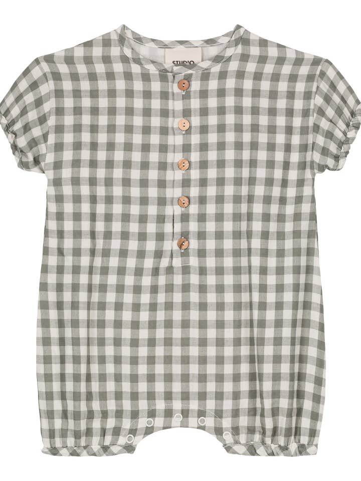 Studio Bohème Paris - Vendita all'ingrosso Tutina - Neonati - Combinazione Bebecito Vichy verde grigio4