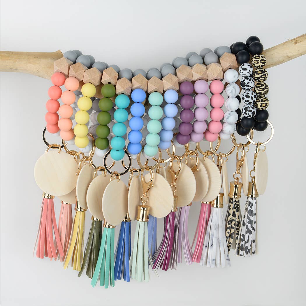 SoapElenGlen – wholesale Keychain bracelet – Silicone Beaded Fringed Keychain Wristlet9