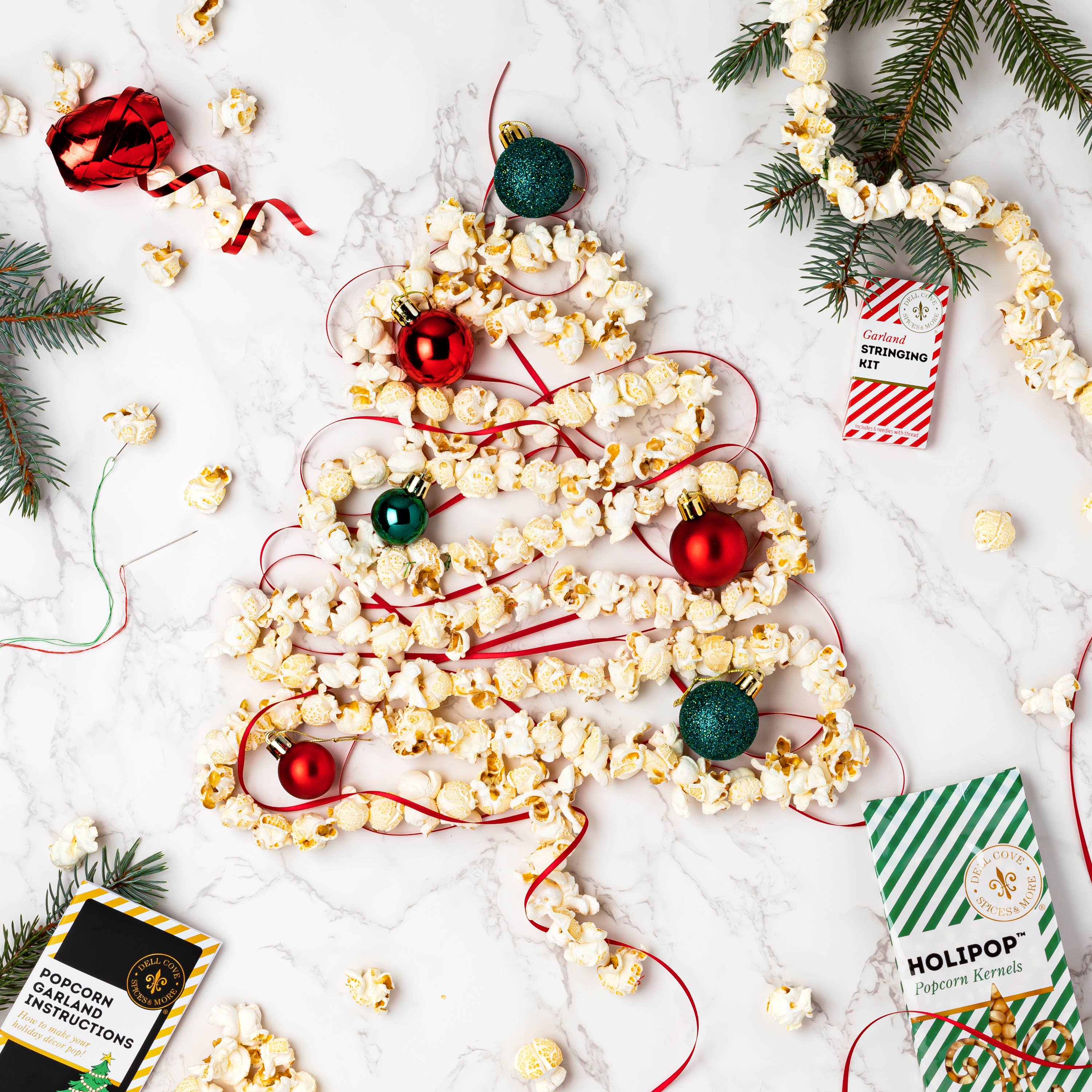 Dell Cove Spices & More Co. - Vente Kit de bricolage - Kit guirlande de popcorn HoliPop - Décoration de Noël à faire soi-même5