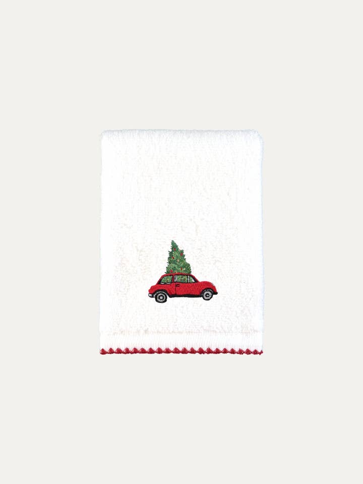 Shell Hand Towel with Christmas Car for wholesale by Mariaida Home