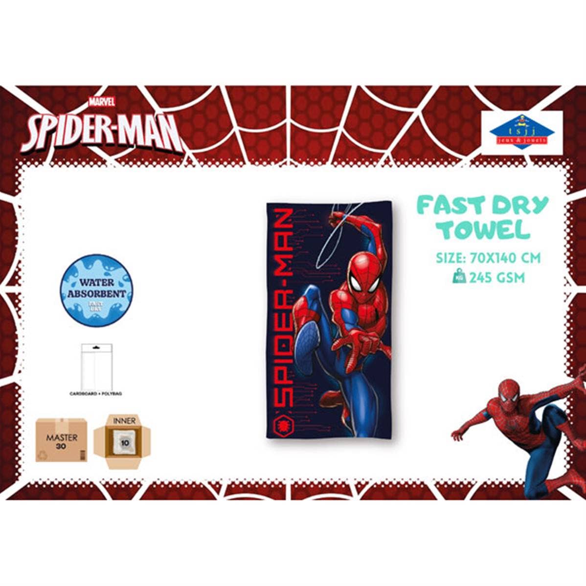 TSJJ - Wholesale Beach Towel - Spiderman Beach Towel 70 x 140 cm 100% Microfiber0
