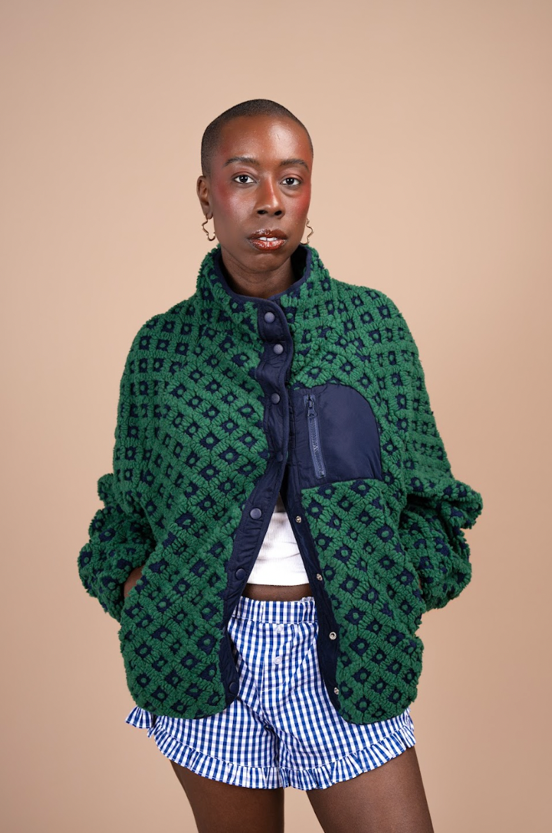 Midnight Lunch – Blusão - Mulher por atacado – Casaco Teton | Azul Marinho + Verde0