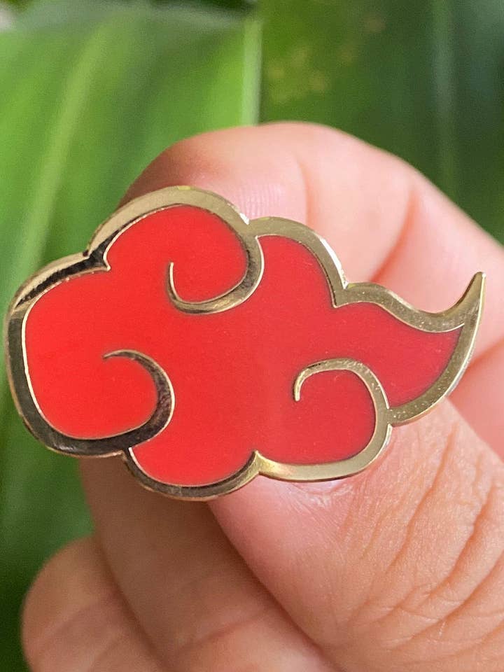 Nimbus Cloud Gold & Red Hard Enamel Pin for wholesale by Hype Pins
