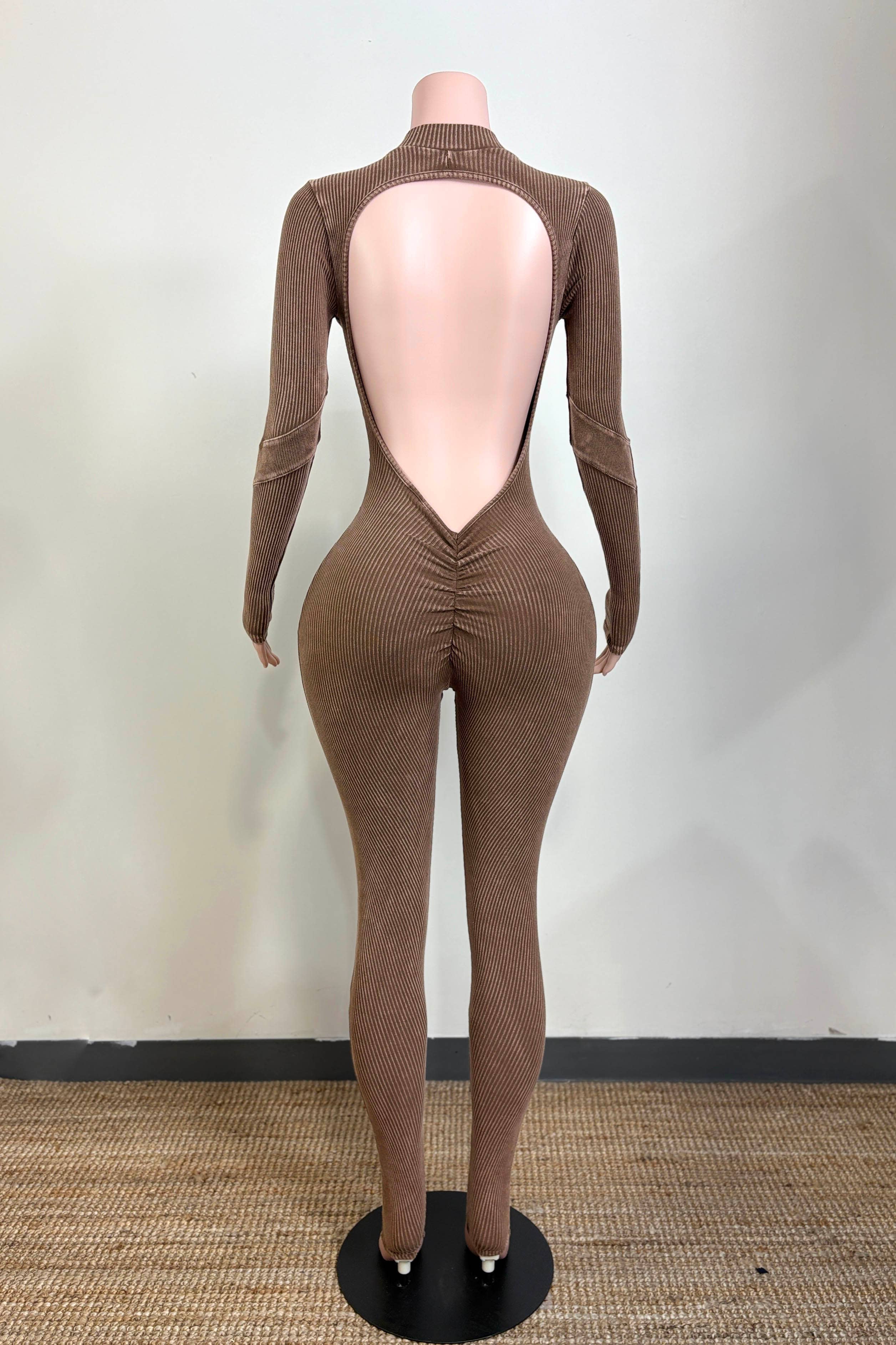 Dalia Studio - Vente Combinaison – femme - COMBINAISON DOS OUVERT À CHEVRON LAVAGE MINÉRAL2