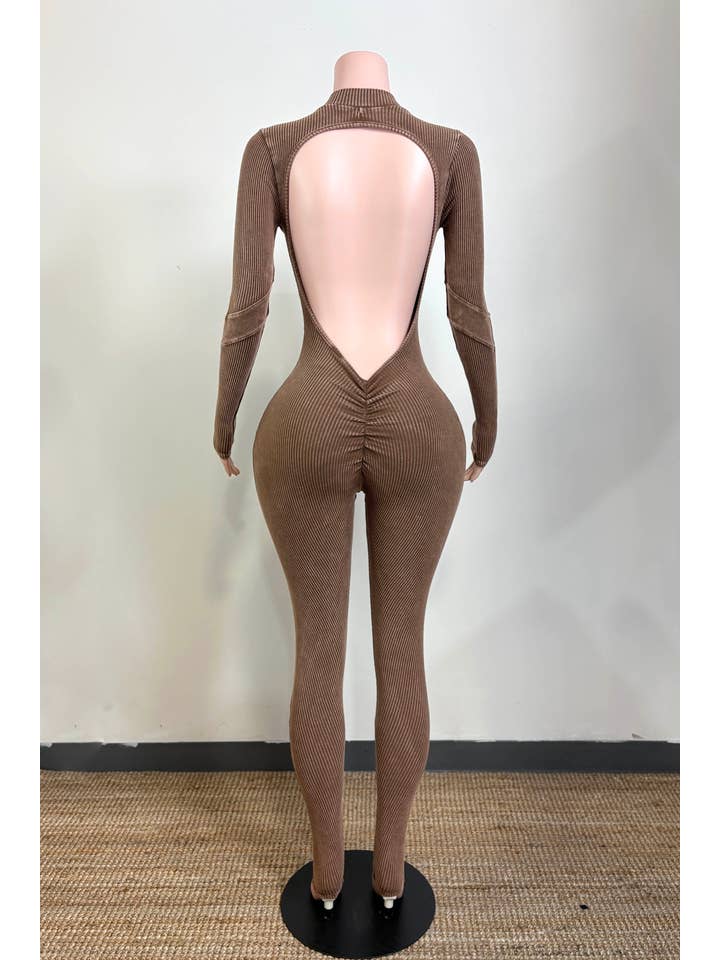 Dalia Studio - Vente Combinaison – femme - COMBINAISON DOS OUVERT À CHEVRON LAVAGE MINÉRAL2