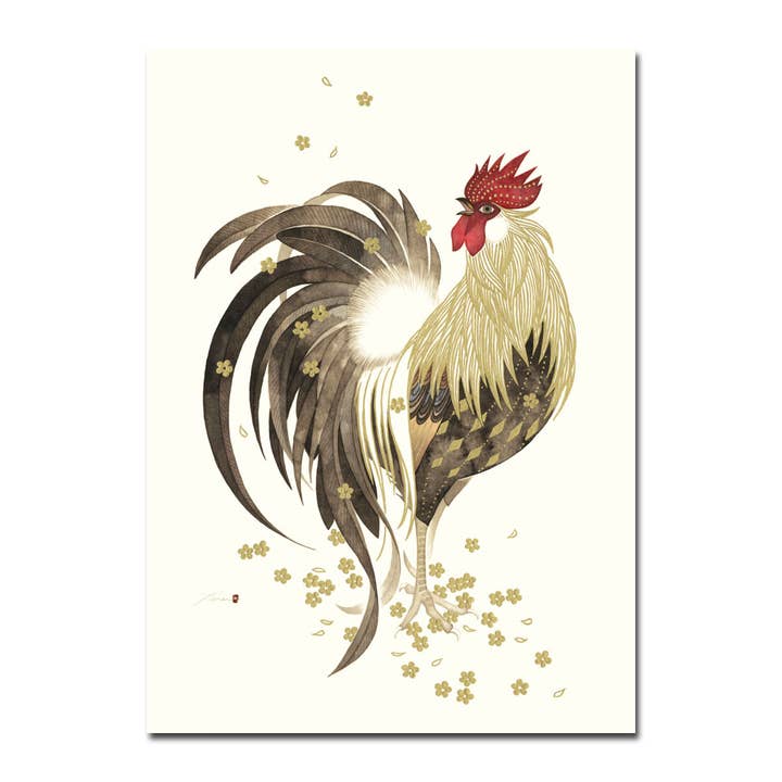 Rooster Foil Blank Card for wholesale by Allport Editions