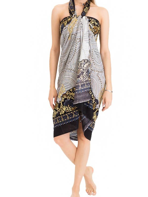 Cap Zone - Wholesale Swim cover-up – Women’s - Mandala Cotton Beach Sarong Block Print5