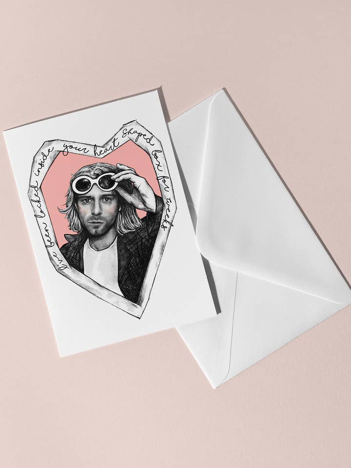 Cartão de Dia dos Namorados Kurt Cobain Nirvana por atacado de Cosmic Shark Clothing