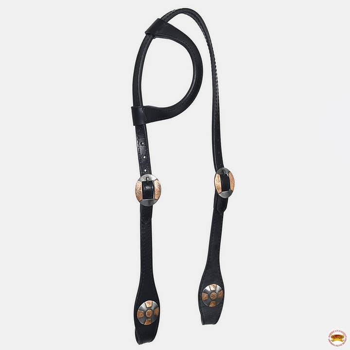 HILASON - Wholesale Horseback Riding Gear - Hilason Horse Genuine Leather One Ear Headstall Bridle GS Concho Black9