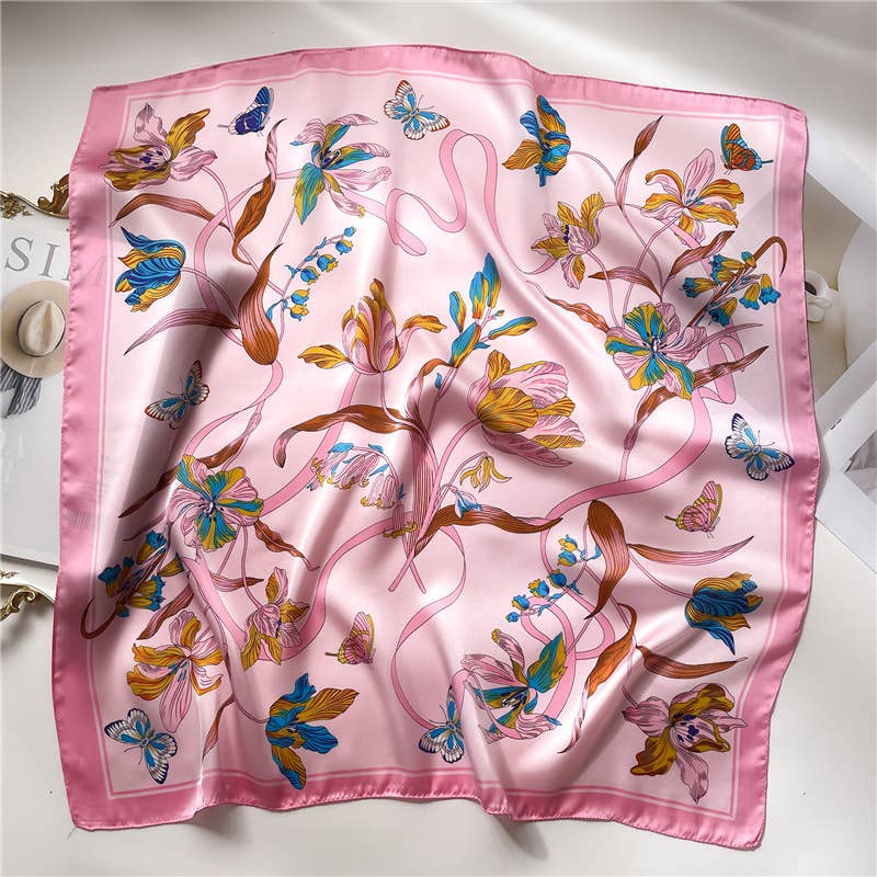 AK Brand – Großhandel Bandana – Damen – Mehrfarbiges Halstuch mit Blumendruck 70* 70 cm8