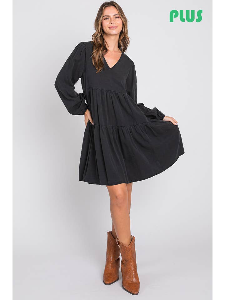 ZiA Apparel - Wholesale Dress - Women's - Thin Denim Tiered Dress Plus Size