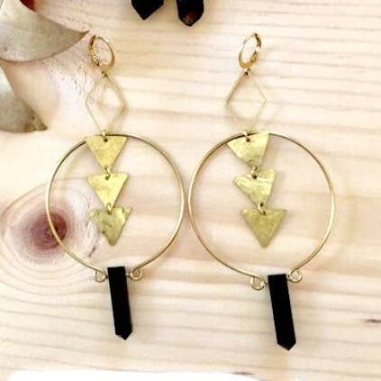 Laurel Earrings Big Geometric Statement Earrings With Crystal Spikes for wholesale by Prism Jewels