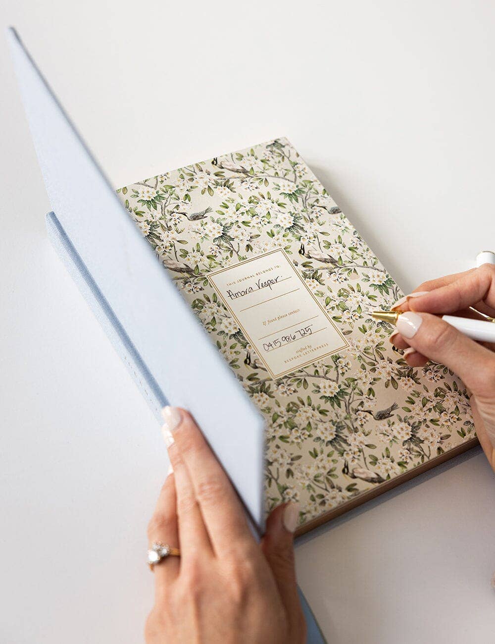 Bespoke Letterpress – wholesale Journal/diary – Linen Bound Journal - Luna Blue (Bullet Journal)5