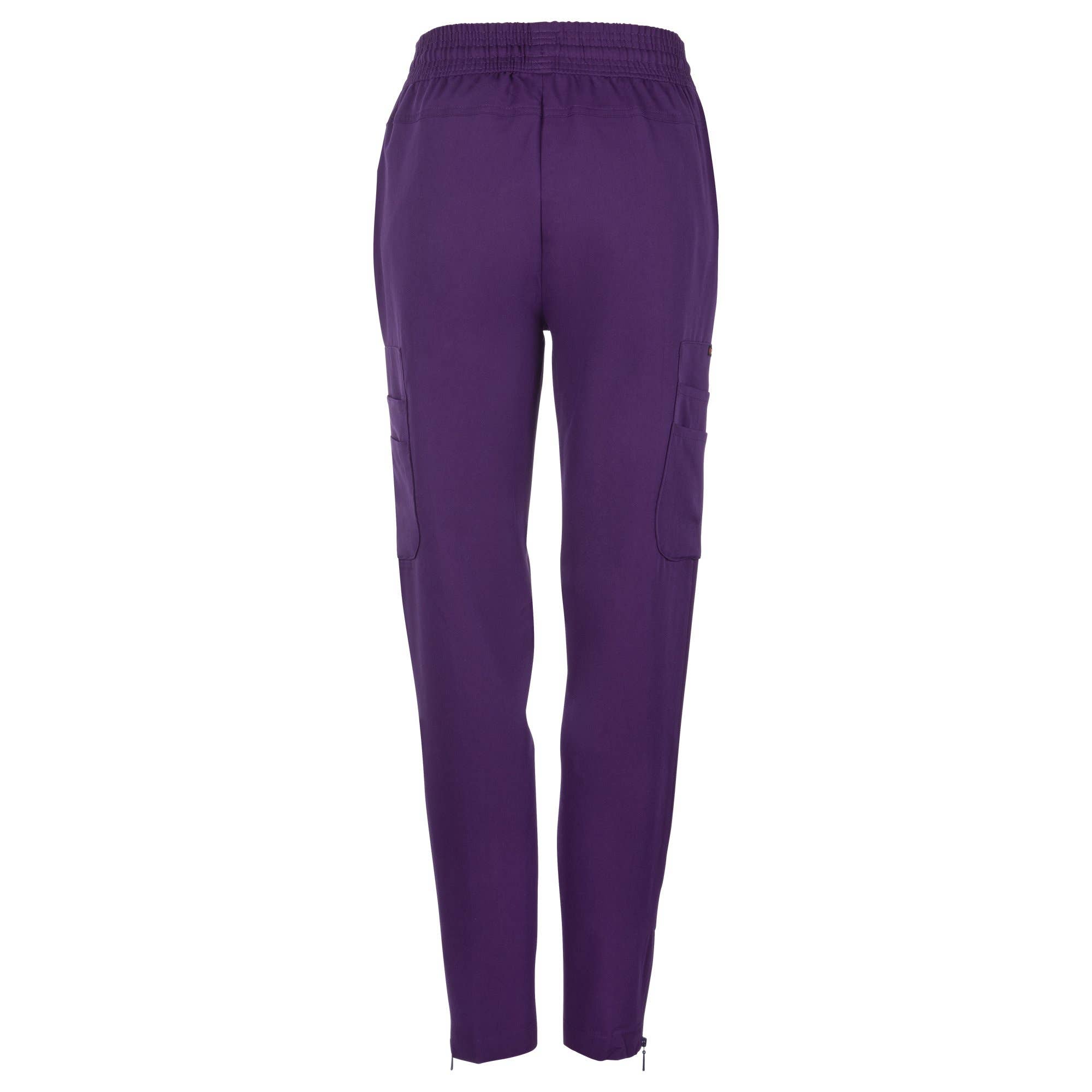 Wozo Uniforms - Wholesale Athletic Sweatpants/Joggers - Women's - ANTIMICROBIAL LISA SLIM-FIT 8-POCKET JOGGER PANTS EGGPLANT1