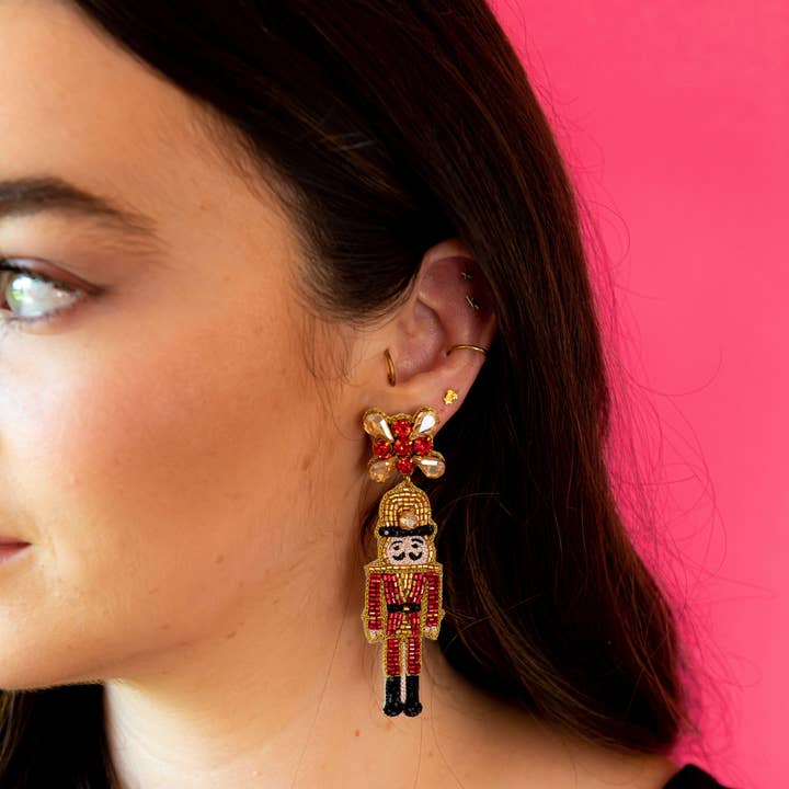 Christmas Nutcracker Earrings - Red for wholesale by Golden Lily