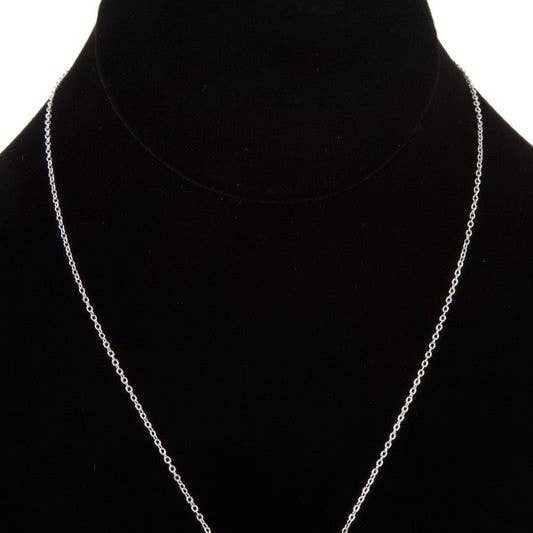 RHODIUM ROUND CUBIC ZIRCONIA PENDANT NECKLACE for wholesale on Faire