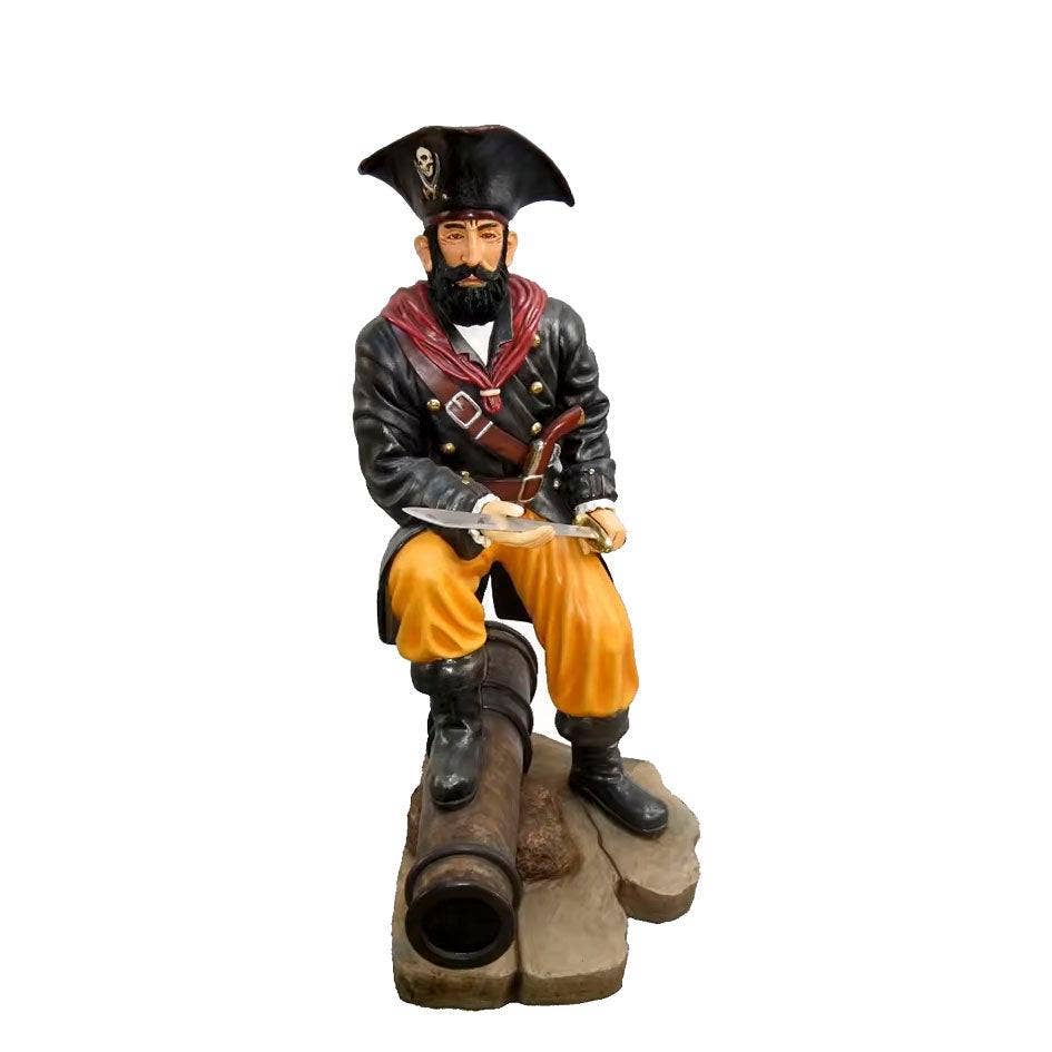 LM Treasures - Wholesale Decorative Figurine - Pirate on Cannon Life Size Statue0