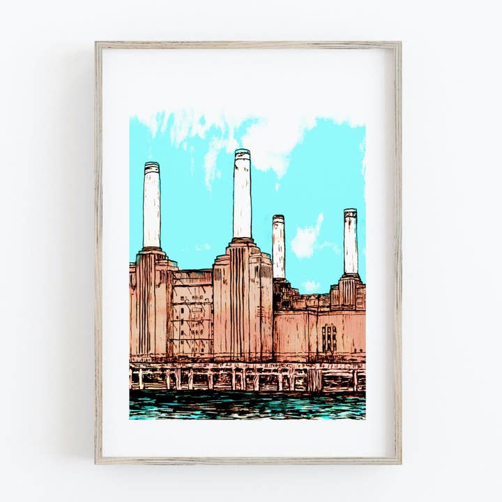 Battersea Power Station Illustration - London Art Print for wholesale by Drawn Together Art Collective